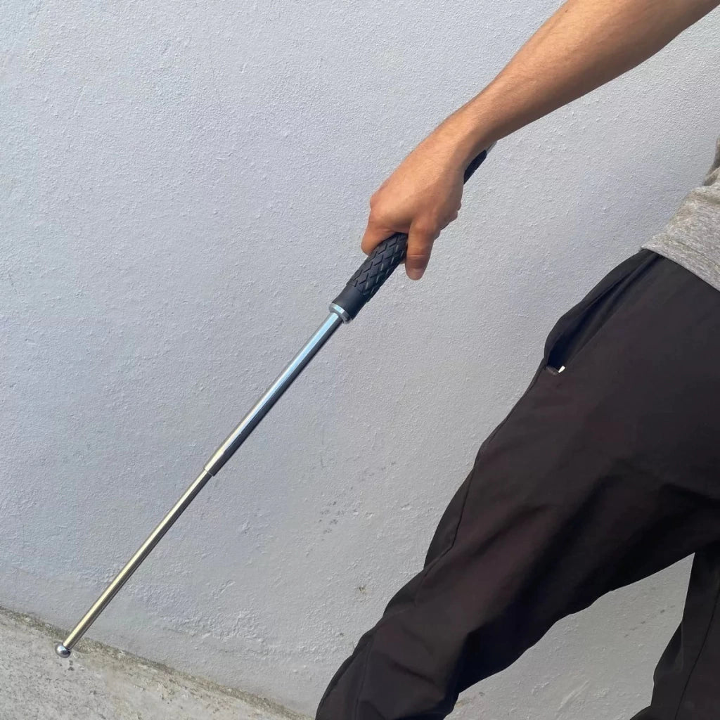 Bastão Retrátil Aço Cabo de Borracha - Defesa Pessoal