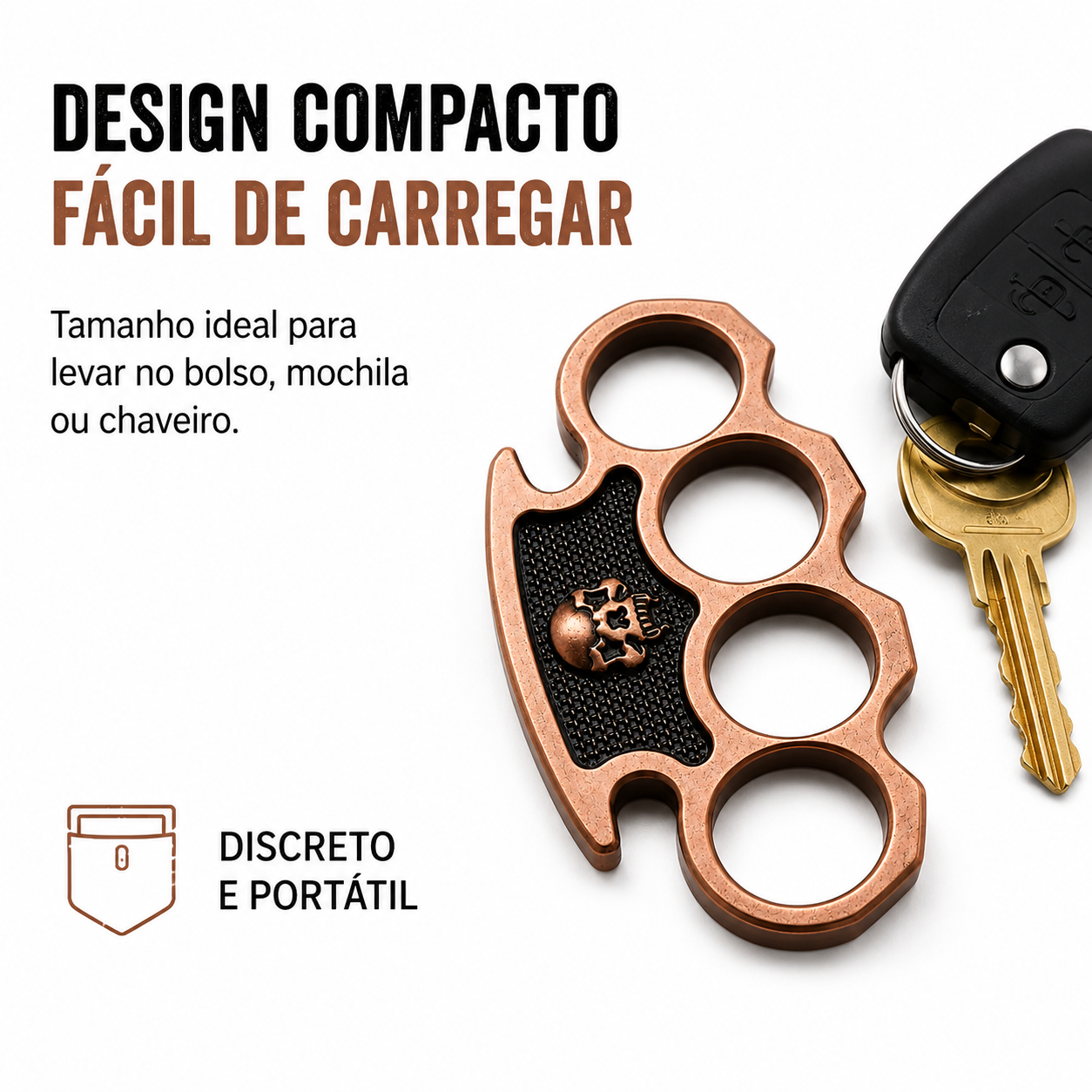 Soco Inglês Caveira Metal Cobreado - Defesa Pessoal